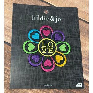 HILDIE & JO 0464-4753 Love Flower HEART Embroidered Iron-On Applique Patch